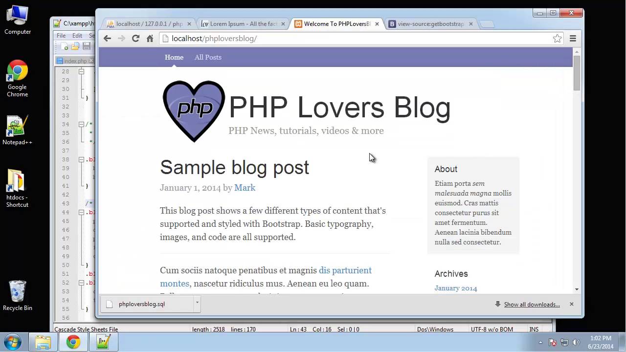 Course view php. Php blog. Php online. Sample blog Post. Php Love.